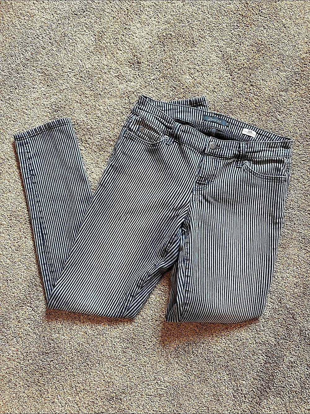 Level 99 Liza Skinny Striped Jeans Blue & Gray Waist 29